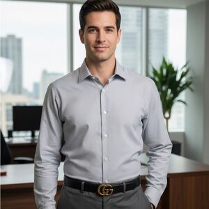 Men's Classic Gray micro stripe Button-Down Shirt-
18.5 32/33